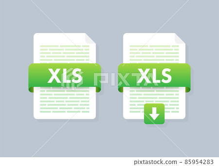 Download XLS button. Downloading document concept. File with XLS label and down arrow sign. Vector stock illustration. 85954283
