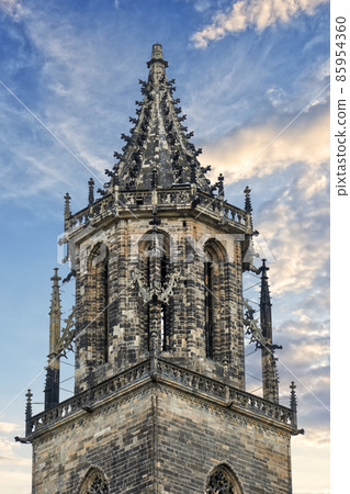 Spire of the gothic medieval cathedral of Magdeburg, Germany 85954360