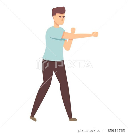 Self defence attack icon cartoon vector. Man defence 85954765