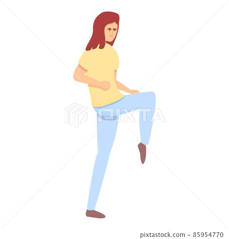 Girl defense icon cartoon vector. Woman fight 85954770