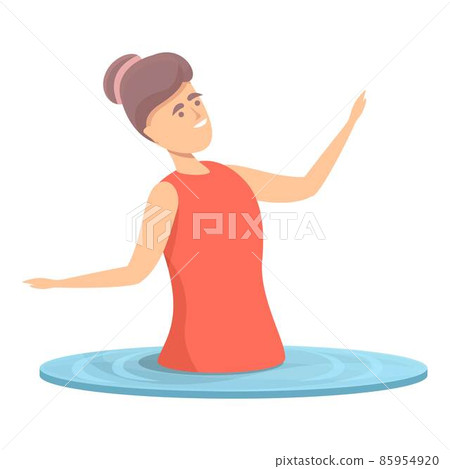Female synchro swim icon cartoon vector. Sport ballet Female synchro swim icon cartoon vector. Sport ballet 85954920