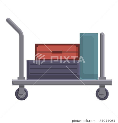 Open luggage trolley icon cartoon vector. Travel suitcase 85954963