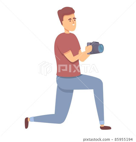 Photographing dad icon cartoon vector. Family photograph Photographing dad icon cartoon vector. Family photograph 85955194