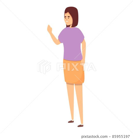 Waving mom icon cartoon vector. Teacher school Waving mom icon cartoon vector. Teacher school 85955197