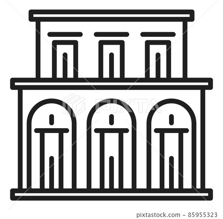 Public building icon. City museum or theater with big windows Public building icon. City museum or theater with big windows 85955323