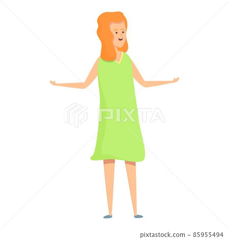 Lime green dress icon cartoon vector. Kid happy 85955494