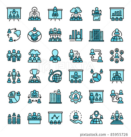 Corporate governance icons set outline vector. Chief office Corporate governance icons set outline vector. Chief office 85955726
