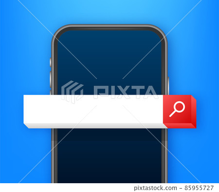 Search bar on screen vector element design, set of search boxes ui template isolated on blue background. Vector stock illustration. 85955727