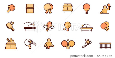 Table tennis icons set outline vector. Playing ping pong 85955776