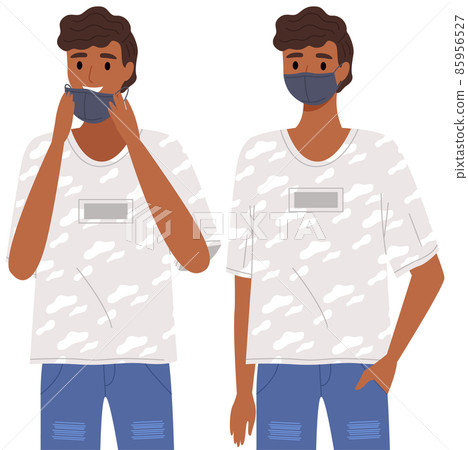 Indian man is using a medical mask. Coronavirus, quarantine, self-isolation, pandemic, virus 85956527