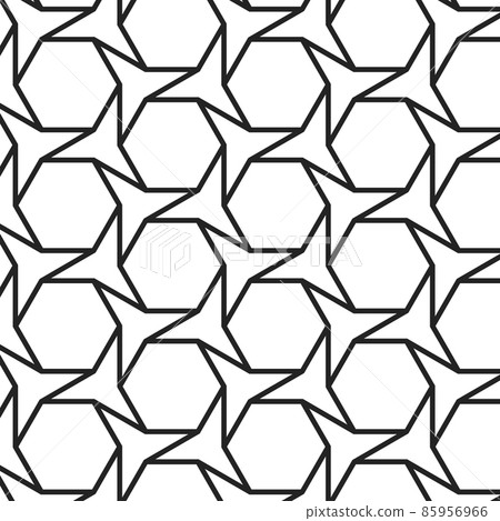 Turkish pattern. Simple line ornament with hexagon tile 85956966