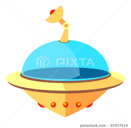Alien space ship. Plastic kid toy. Ufo icon Alien space ship. Plastic kid toy. Ufo icon 85957014