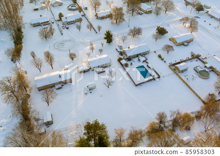 Aerial view panorama with winter season of a small town residential district at suburban development an Boiling Springs, South Carolina Aerial view panorama with winter season of a small town residential district at suburban development an Boiling Springs, South Carolina 85958303