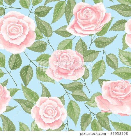Seamless pattern with cream pink roses. Vintage floral background Seamless pattern with cream pink roses. Vintage floral background 85958398