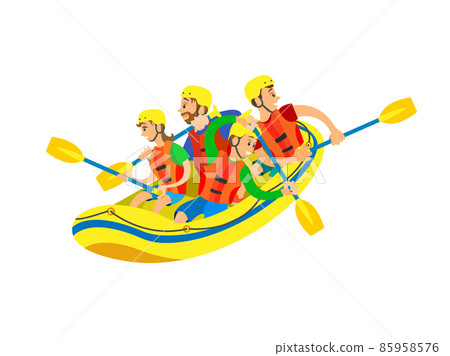 Kayaking Extreme Activity, People in Boat Vector 85958576