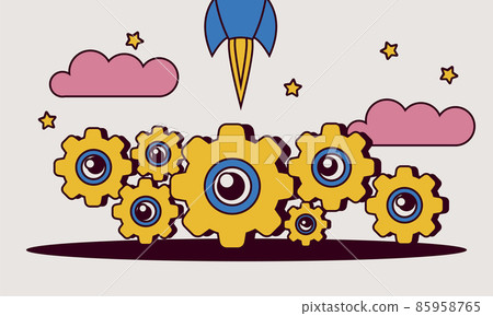 People teamwork idea vector illustration. Business work balance exercise harmony. Time investment concept background. Team mind office career company success coworker 85958765