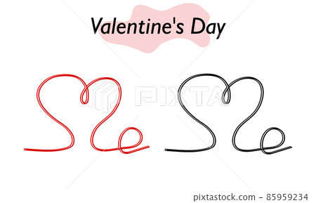 A heart for Valentine day, a single line image. A symbol of love and a Valentine Day holiday. Vector illustration. A heart for Valentine day, a single line image. A symbol of love and a Valentine Day holiday. Vector illustration. 85959234