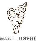 Cartoon koala sitting on a tree linear sign 85959444