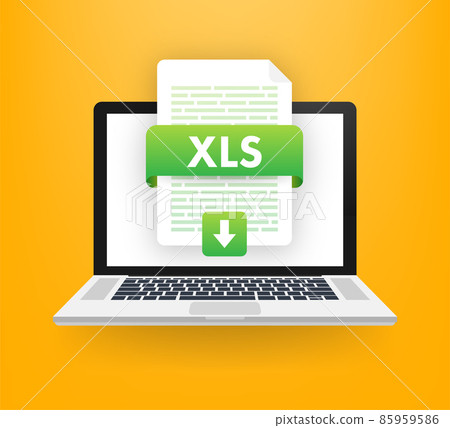 Download XLS button. Downloading document concept. File with XLS label and down arrow sign. Vector illustration. 85959586