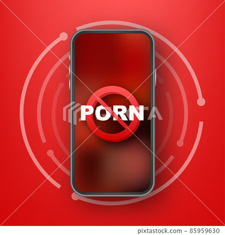 No porn 3D sign Red line icon Online concept  插圖素材  