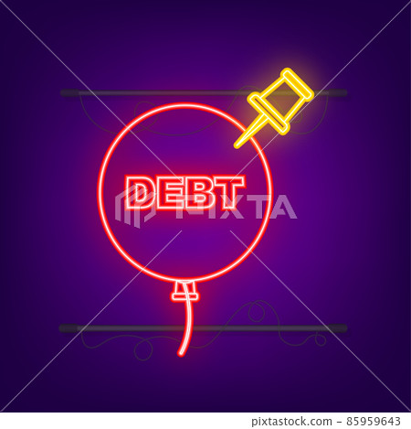 Cartoon business card with neon debt bomb. Business concept. Vector concept 85959643