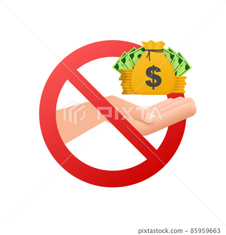 Business vector icon. No finance bag coin with hand 85959663