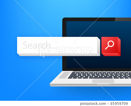 Search bar on screen vector element design, set of search boxes ui template isolated on blue background. Vector stock illustration. Search bar on screen vector element design, set of search boxes ui template isolated on blue background. Vector stock illustration. 85959709