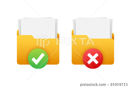 Illustration with folder yes no. Checkmark icon. Documents icon. Vector illustration. 85959715