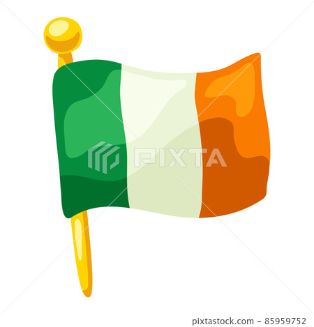 Ireland flag on flagpole. Saint Patricks Day illustration. Ireland flag on flagpole. Saint Patricks Day illustration. 85959752