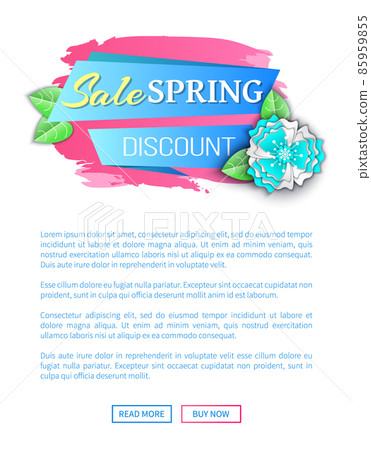 Spring Sale and Discount Page with Flowers Vector Spring Sale and Discount Page with Flowers Vector 85959855