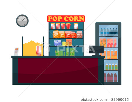 Cinema Counter of Seller, Snacks and Beverages Cinema Counter of Seller, Snacks and Beverages 85960015