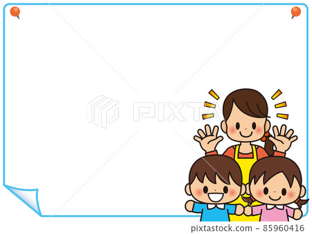 溫柔的幼兒園老師和可愛的孩子媽媽媽媽框架 85960416