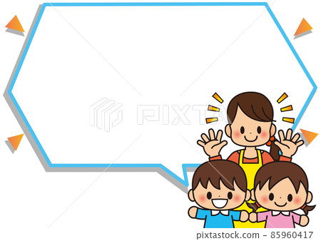 溫柔的幼兒園老師和可愛的孩子媽媽媽媽框架 85960417