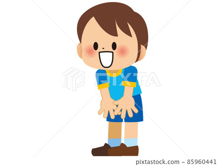 A child who greets cheerfully 85960441