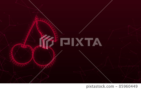 Ripe red cherry berries with leaves plexus icon. Vector stock illustration. Ripe red cherry berries with leaves plexus icon. Vector stock illustration. 85960449
