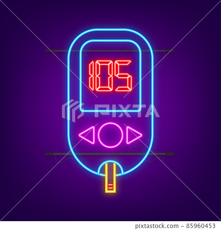 Blood glucose meter level test. Diabetes glucometer. Abstract concept graphic web banner element. Vector illustration. 85960453