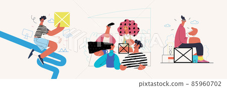 Startup illustrations set. Concept of building new business 85960702