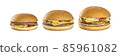 Set of 3 burgers on a white background. 85961082