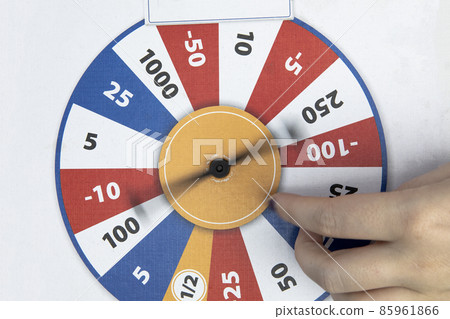 Roulette fortune spinning wheel flat icon casino money games or board game - bankrupt or lucky element. Fortune, wheel for casino, success game roulette top view 85961866