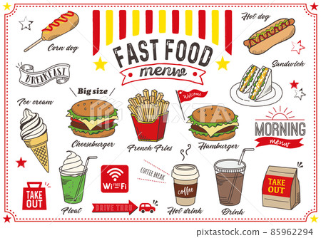 Fast food illustration set (color) 85962294