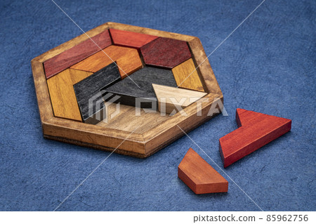 wooden hexagon tangram puzzle 85962756