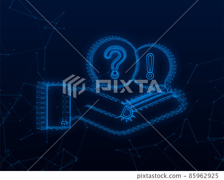 Plexus Question and Answer Bubble Chat hanging over hands on green background. Vector stock illustration Plexus Question and Answer Bubble Chat hanging over hands on green background. Vector stock illustration 85962925