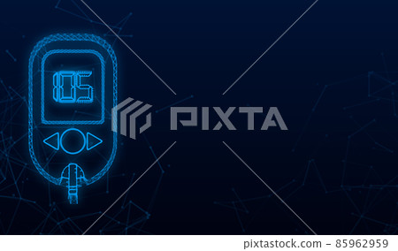Blood glucose meter level plexus test. Diabetes glucometer. Abstract concept graphic web banner element. Vector illustration. 85962959