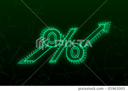 Percentage with arrow up plexus. Banking, credit, interest rate. Vector stock illustration. 85963003