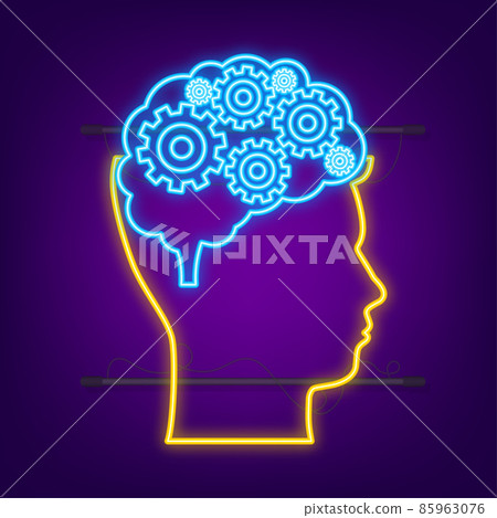 Abstract icon with silhouette man head gears on light background. Mental health concept. Business concept. Isolated vector. Abstract icon with silhouette man head gears on light background. Mental health concept. Business concept. Isolated vector. 85963076