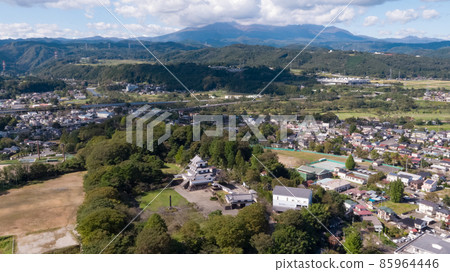 《Miyagi Prefecture》 Aerial view of Shiroishi Castle and Shiroishi City 85964446