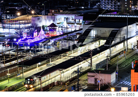 Tsuchiyama station illuminated by the night view Tsuchiyama station illuminated by the night view 85965203