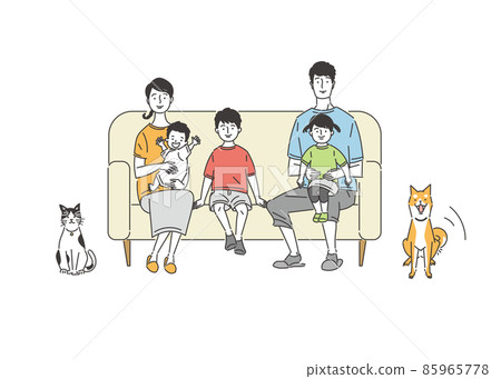 family sitting on the sofa 85965778