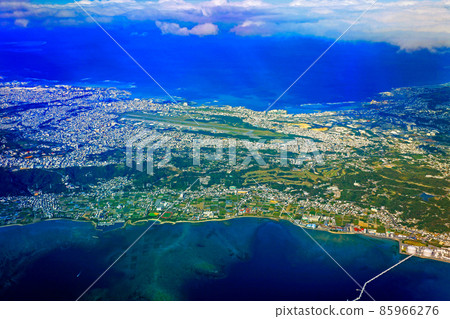 Aerial view around Kadena Air Base in Okinawa Aerial view around Kadena Air Base in Okinawa 85966276