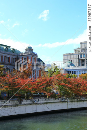 大阪Nakanoshima藍天和紅葉風景 大阪Nakanoshima藍天和紅葉風景 85967387